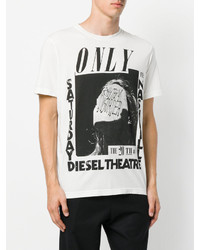 weißes bedrucktes T-shirt von Diesel