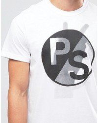 weißes bedrucktes T-shirt von Paul Smith