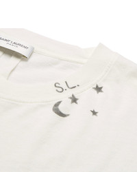 weißes bedrucktes T-shirt von Saint Laurent