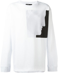 weißes bedrucktes T-shirt von Raf Simons