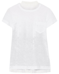 weißes bedrucktes T-shirt von Sacai