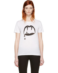 weißes bedrucktes T-shirt von Saint Laurent