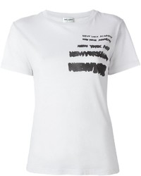 weißes bedrucktes T-shirt von Saint Laurent