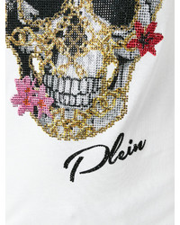 weißes bedrucktes T-shirt von Philipp Plein