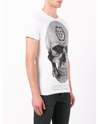 weißes bedrucktes T-shirt von Philipp Plein