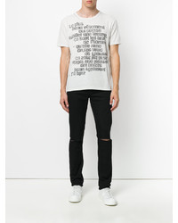 weißes bedrucktes T-shirt von Saint Laurent