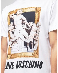 weißes bedrucktes T-shirt von Love Moschino