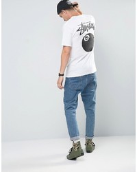 weißes bedrucktes T-shirt von Stussy