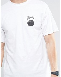 weißes bedrucktes T-shirt von Stussy