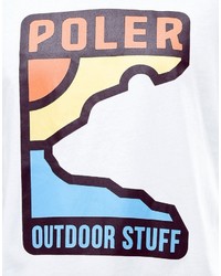 weißes bedrucktes T-shirt von Poler