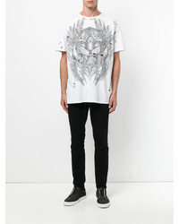 weißes bedrucktes T-shirt von Balmain