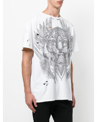 weißes bedrucktes T-shirt von Balmain