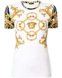 weißes bedrucktes T-shirt von Versace