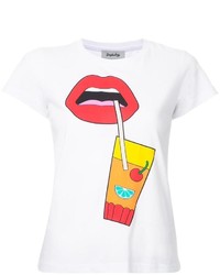 weißes bedrucktes T-shirt von Yazbukey