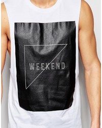 weißes bedrucktes Trägershirt von Asos