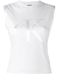 weißes bedrucktes Trägershirt von CK Calvin Klein