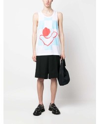 weißes bedrucktes Trägershirt von Comme Des Garcons Homme Plus