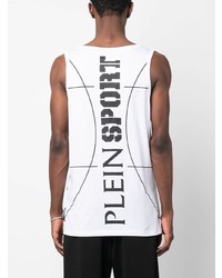 weißes bedrucktes Trägershirt von Plein Sport