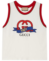 weißes bedrucktes Trägershirt von Gucci