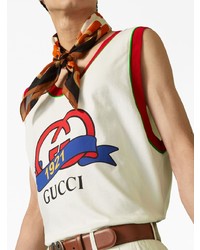 weißes bedrucktes Trägershirt von Gucci