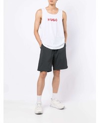 weißes bedrucktes Trägershirt von Hugo