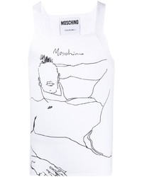 weißes bedrucktes Trägershirt von Moschino