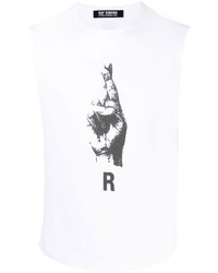 weißes bedrucktes Trägershirt von Raf Simons