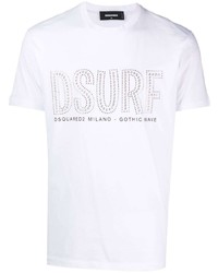 weißes beschlagenes T-Shirt mit einem Rundhalsausschnitt von DSQUARED2