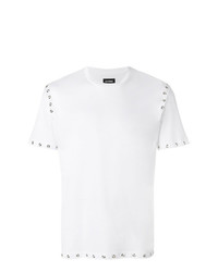weißes beschlagenes T-Shirt mit einem Rundhalsausschnitt von Les Hommes