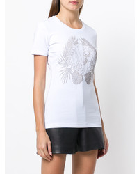weißes beschlagenes T-Shirt mit einem Rundhalsausschnitt von Versace Jeans