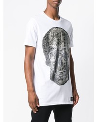 weißes beschlagenes T-Shirt mit einem Rundhalsausschnitt von Philipp Plein