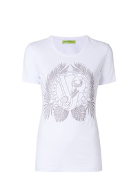 weißes beschlagenes T-Shirt mit einem Rundhalsausschnitt von Versace Jeans