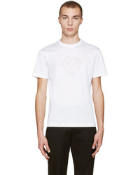 weißes beschlagenes T-Shirt mit einem Rundhalsausschnitt von Versace