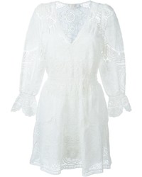 weißes besticktes ausgestelltes Kleid von Chloé