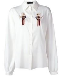 weißes besticktes Businesshemd von Dolce & Gabbana