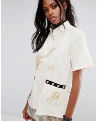 weißes besticktes Hemd von Reclaimed Vintage