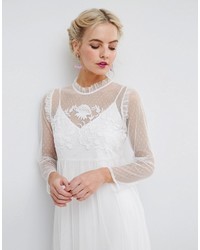 weißes besticktes Kleid aus Netzstoff von Asos