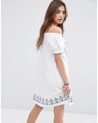 weißes besticktes Kleid von Asos