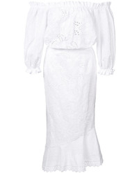 weißes besticktes Kleid von Saloni