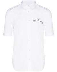 weißes besticktes Kurzarmhemd von Alexander McQueen