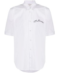 weißes besticktes Kurzarmhemd von Alexander McQueen