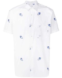 weißes besticktes Kurzarmhemd von Comme Des Garcons SHIRT