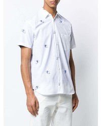 weißes besticktes Kurzarmhemd von Comme Des Garcons SHIRT