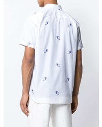 weißes besticktes Kurzarmhemd von Comme Des Garcons SHIRT