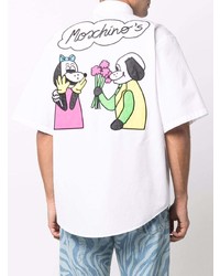 weißes besticktes Kurzarmhemd von Moschino