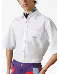 weißes besticktes Kurzarmhemd von Gucci
