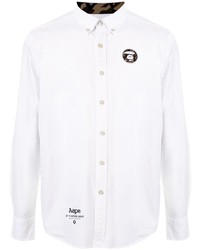 weißes besticktes Langarmhemd von AAPE BY A BATHING APE