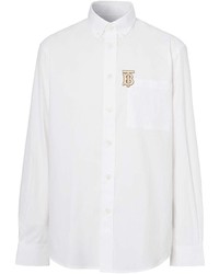 weißes besticktes Langarmhemd von Burberry