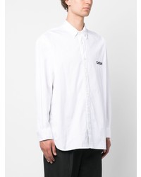 weißes besticktes Langarmhemd von Comme des Garcons Homme