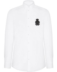 weißes besticktes Langarmhemd von Dolce & Gabbana